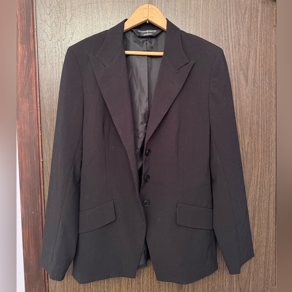 Norma Kamali Pitch Black Structured Blazer Size Xs 8